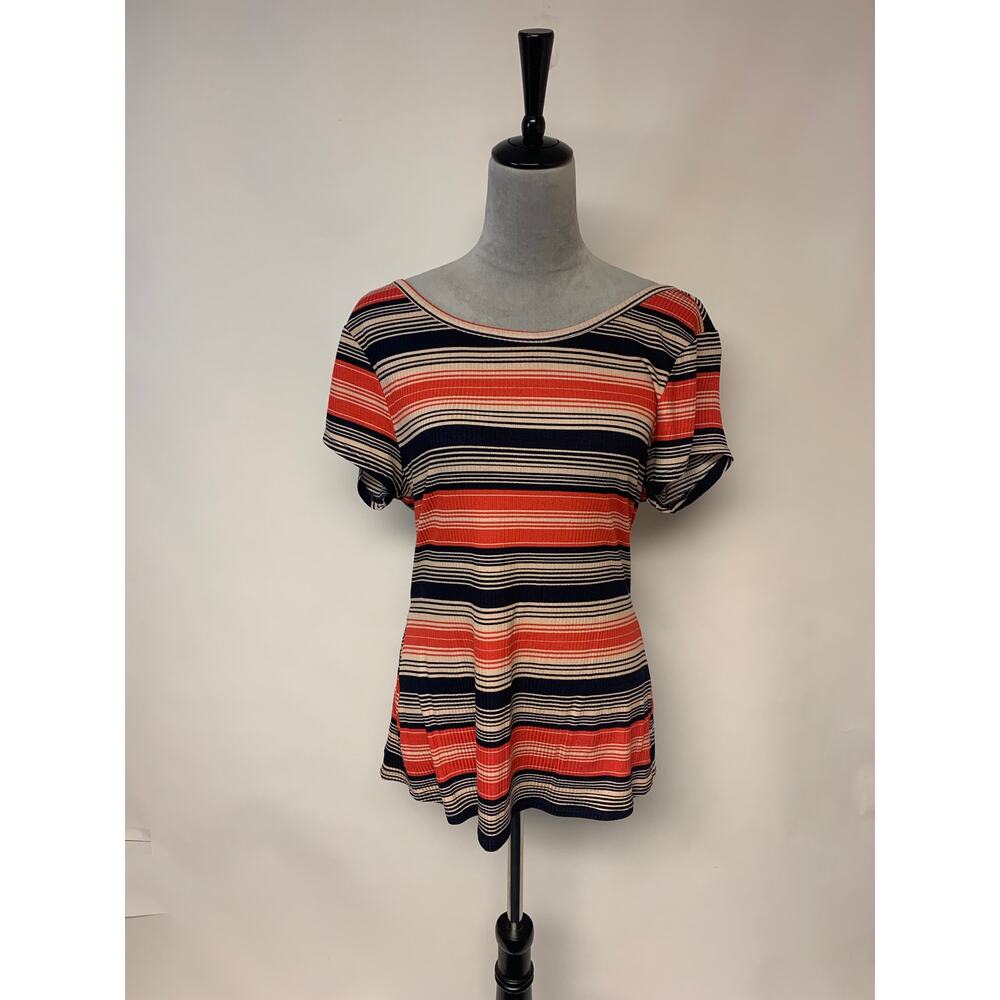 Ribbed Texture Stripped Open Back Sexy Beach Summer Vacation SZ XL